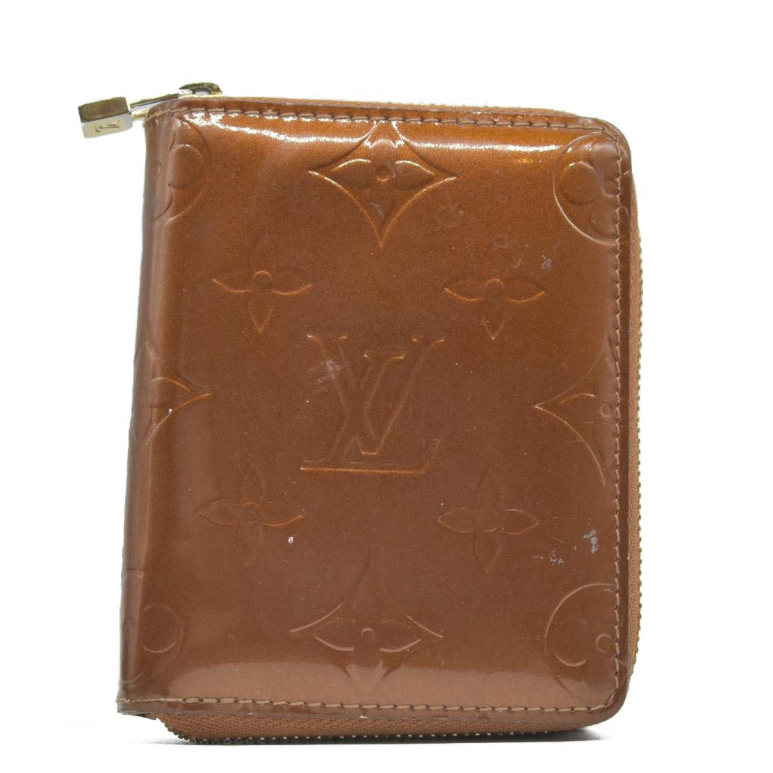 $695 2003 Louis Vuitton Monogram Vernis Bloom Compact Zippy Coin Wallet BJ0013