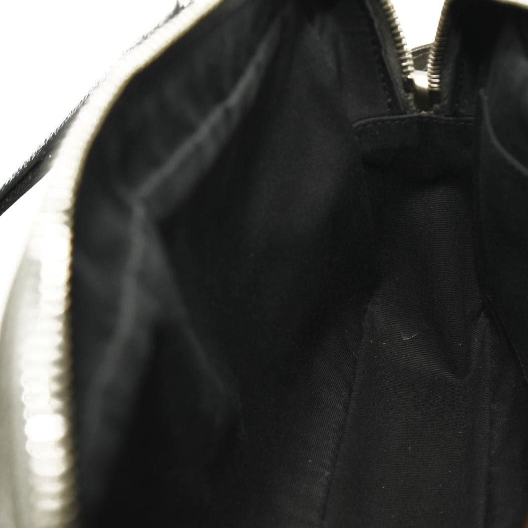 SAINT LAURENT Metallic Calfskin Matelasse Monogram Lou Camera Bag Silver