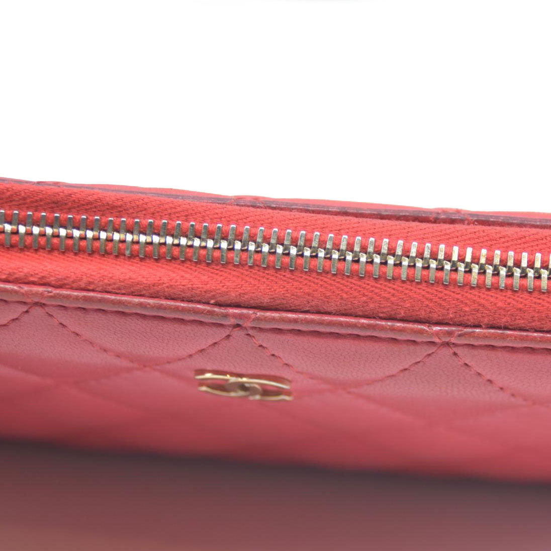 CHANEL Quilted Matelasse CC Logo Lambskin Zip Around Long Wallet Pink