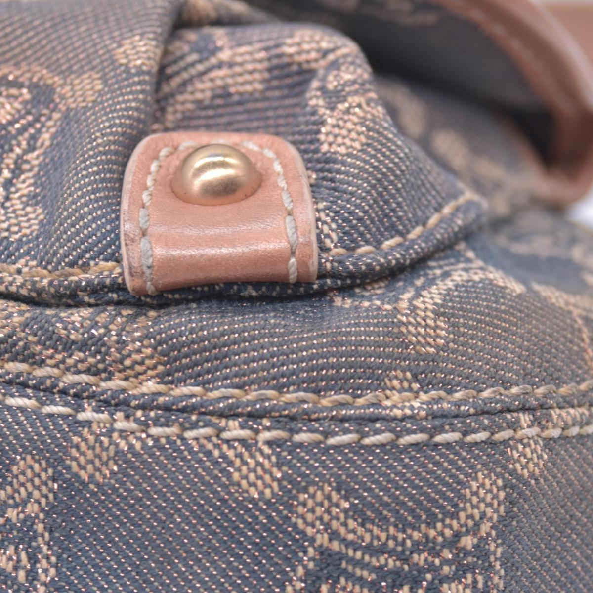 $1150 CELINE Macadam Metallic Lurex Denim Studded Shoulder Bag Rose Gold CONSIGNMENT 10021493