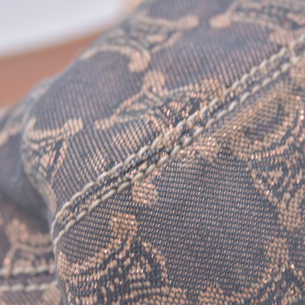 $1150 CELINE Macadam Metallic Lurex Denim Studded Shoulder Bag Rose Gold CONSIGNMENT 10021493