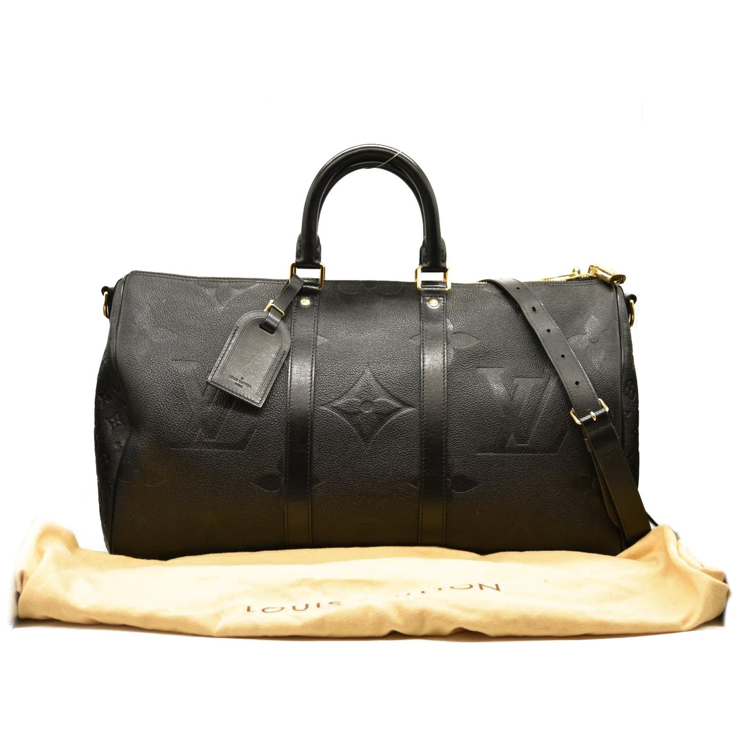 LOUIS VUITTON Empreinte Monogram Giant Keepall Bandouliere 45 Black