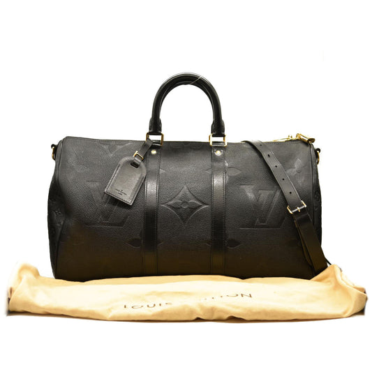 LOUIS VUITTON Empreinte Monogram Giant Keepall Bandouliere 45 Black