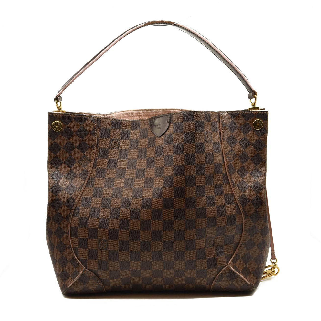 Louis Vuitton Damier Ebene Caissa Hobo Rose Ballerine