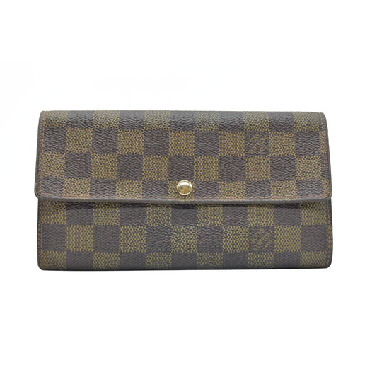 $775 2008 Louis Vuitton Damier Ebene Sarah Wallet CA1048