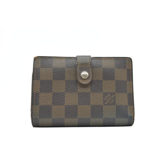 $775 2009 Louis Vuitton Damier Ebene Viennois French Kisslock Wallet MI0069