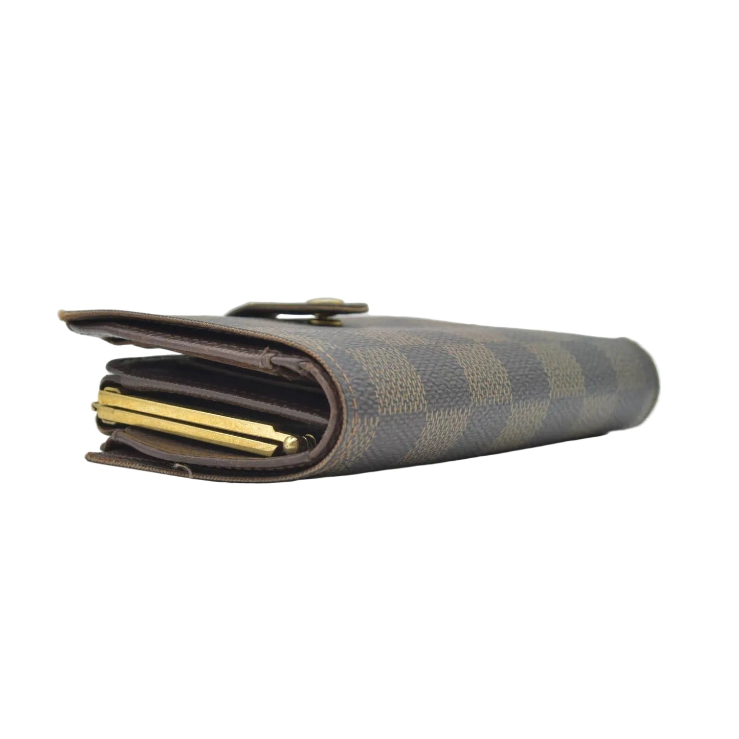 $775 2009 Louis Vuitton Damier Ebene Viennois French Kisslock Wallet MI0069