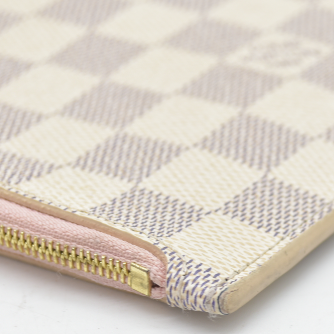 AUCTION $600 Louis Vuitton  Damier Azur Neverfull MM GM Pochette Rose Ballerine