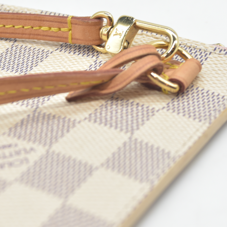 AUCTION $600 Louis Vuitton  Damier Azur Neverfull MM GM Pochette Rose Ballerine