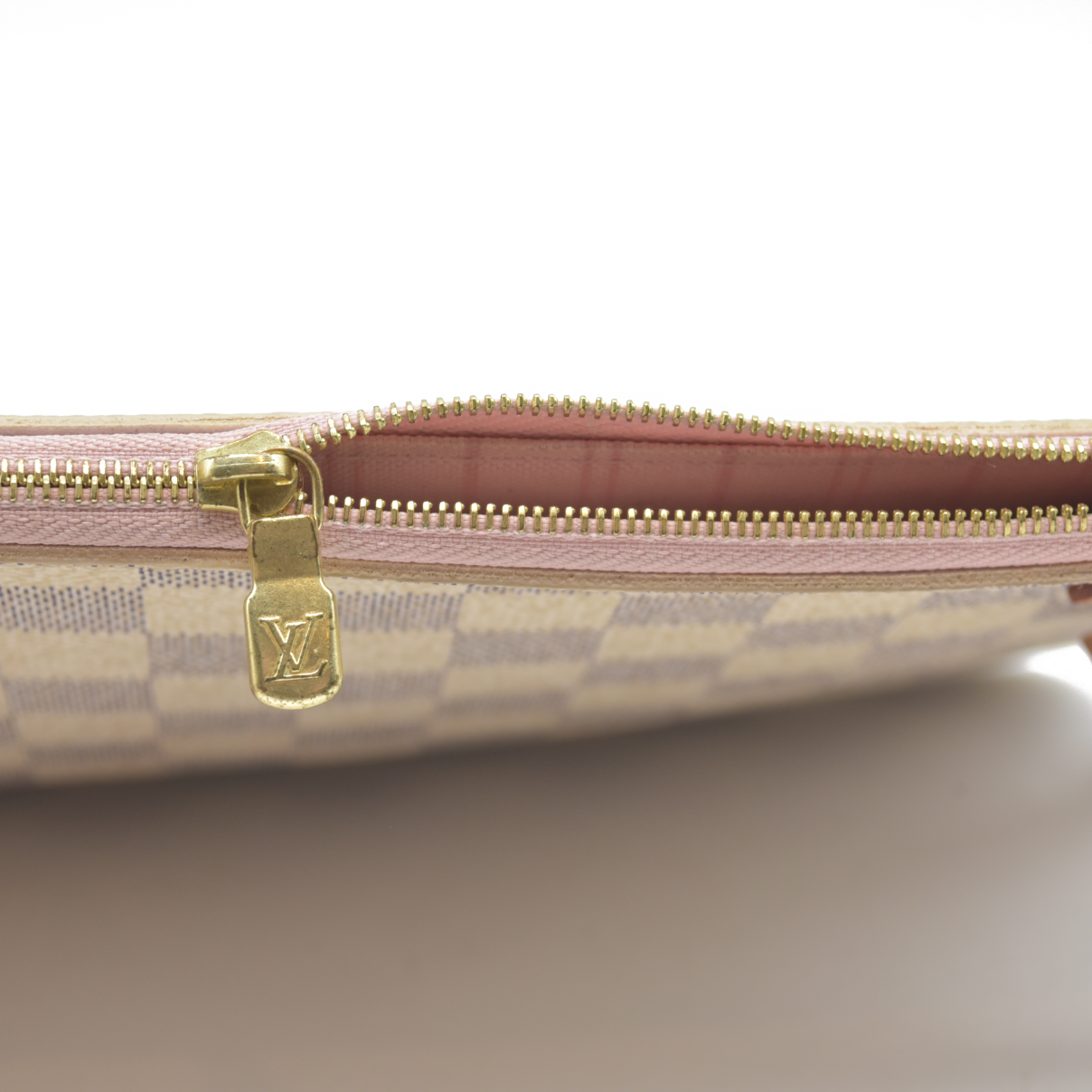 AUCTION $600 Louis Vuitton  Damier Azur Neverfull MM GM Pochette Rose Ballerine