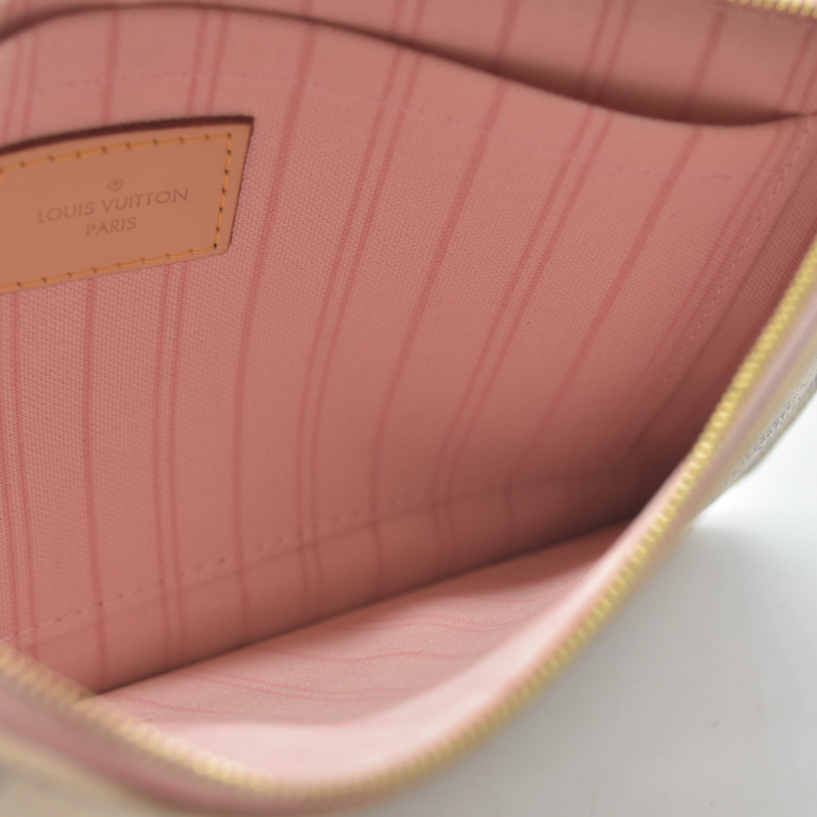 AUCTION $600 Louis Vuitton  Damier Azur Neverfull MM GM Pochette Rose Ballerine