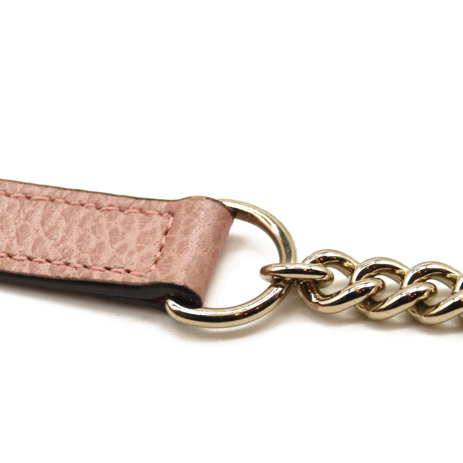 GUCCI Dollar Calfskin Interlocking G Chain Wallet Soft Pink