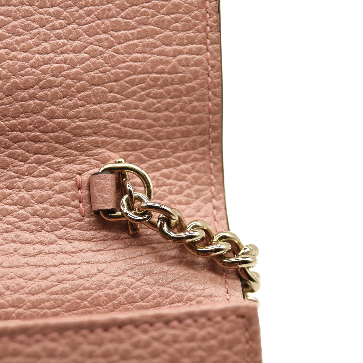 GUCCI Dollar Calfskin Interlocking G Chain Wallet Soft Pink