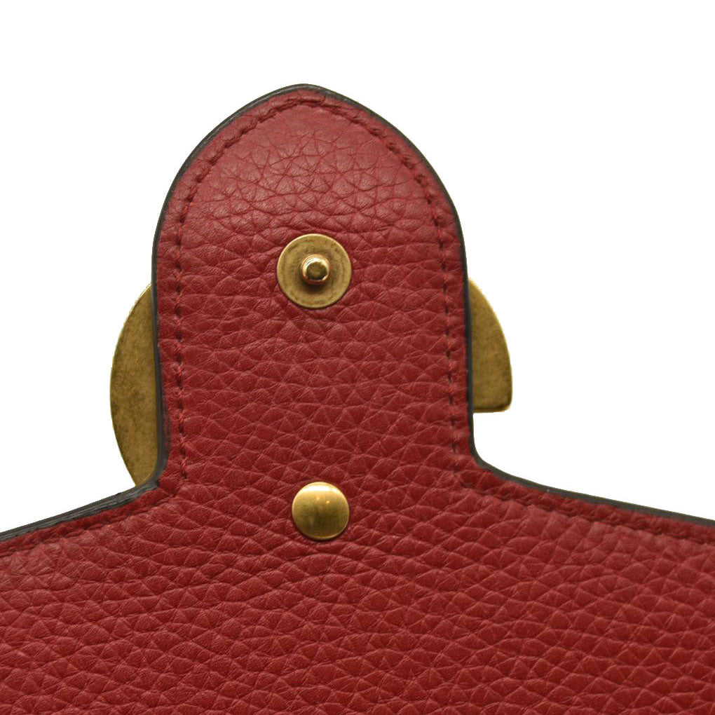 Gucci  Calfskin GG Marmont Chain Wallet Vulcanic Red