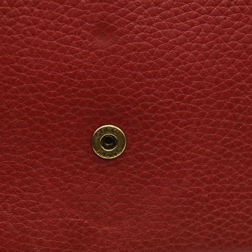 Gucci  Calfskin GG Marmont Chain Wallet Vulcanic Red