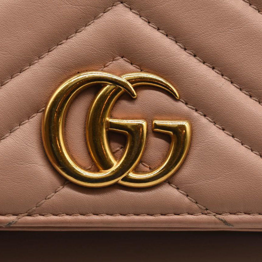 GUCCI Calfskin Matelasse GG Marmont Mini Bag Perfect Pink