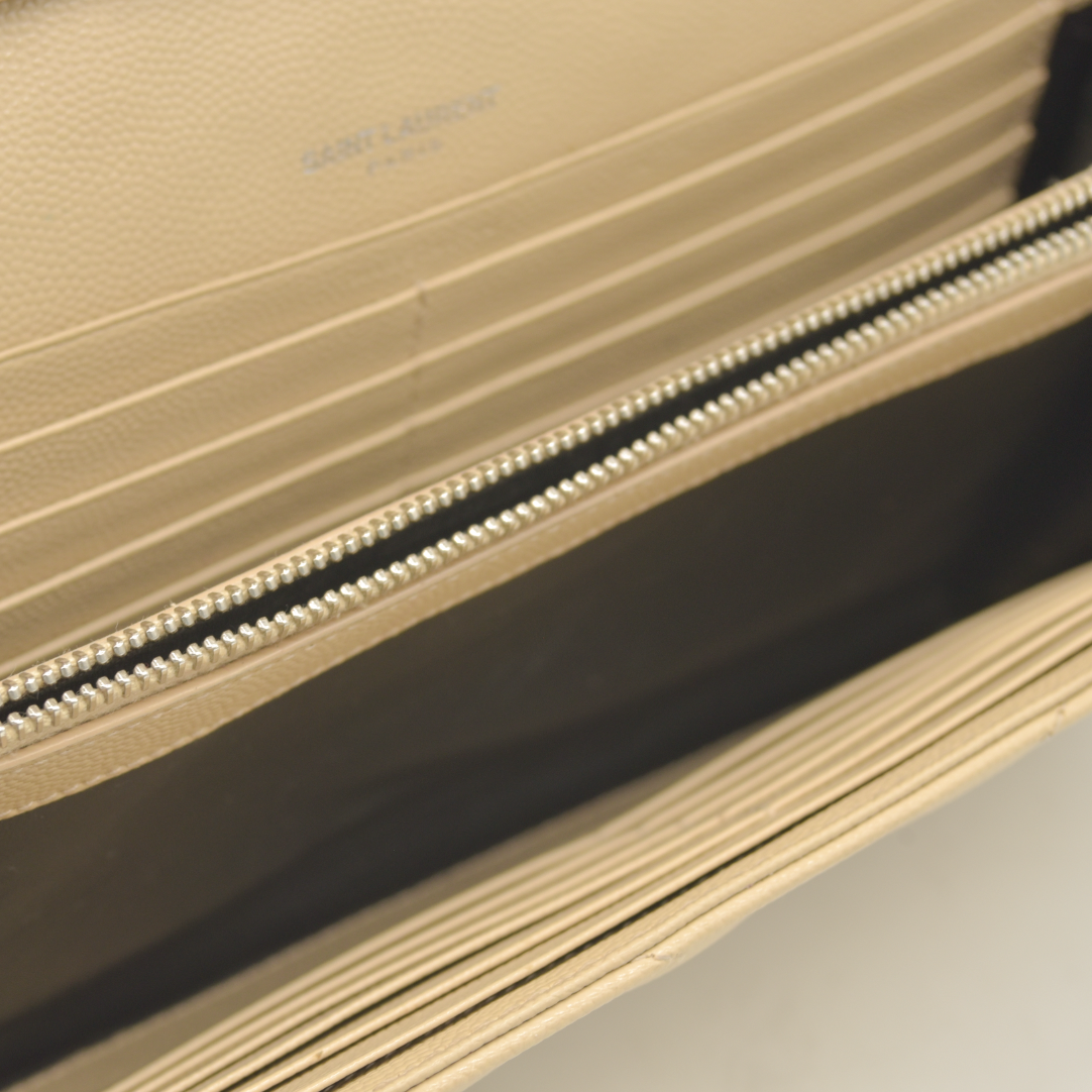 $1690 Saint Laurent Chevron Envelope Medium Crossbody Beige