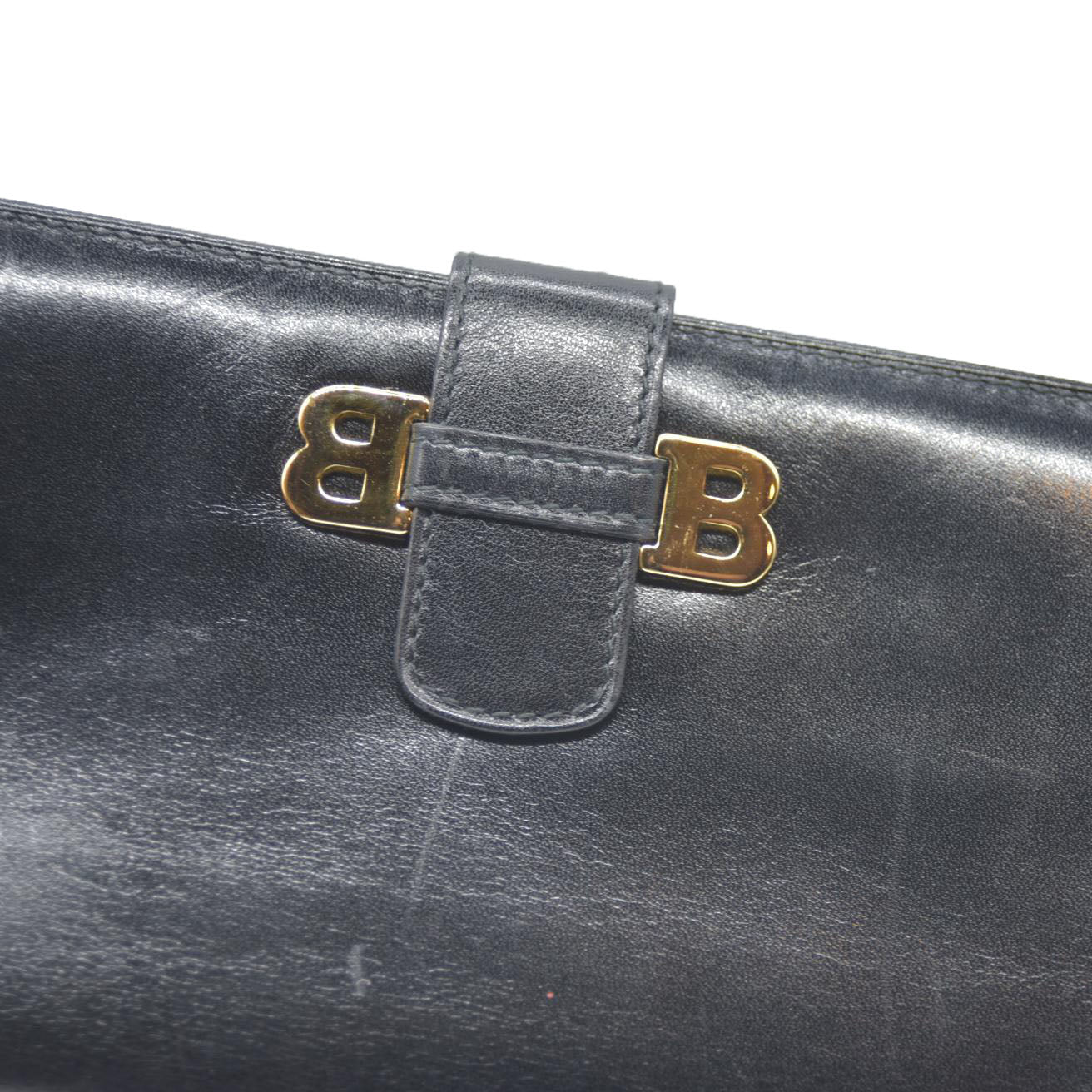 BALLY BB Logo Leather Long Bifold Wallet Black