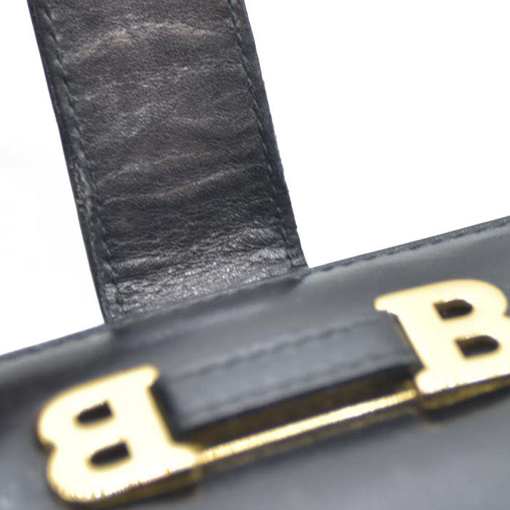 BALLY BB Logo Leather Long Bifold Wallet Black