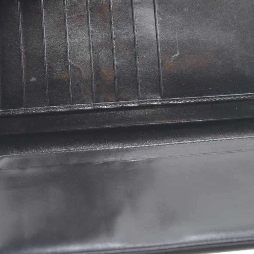 BALLY BB Logo Leather Long Bifold Wallet Black