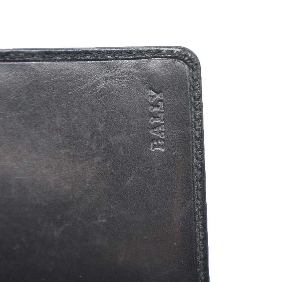 BALLY BB Logo Leather Long Bifold Wallet Black