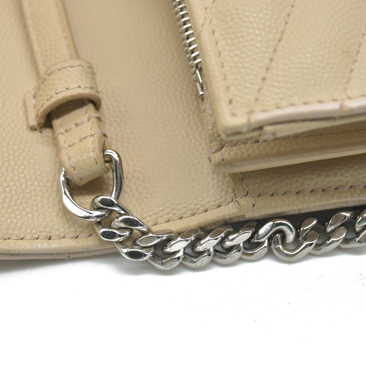 $1690 Saint Laurent Chevron Envelope Medium Crossbody Beige