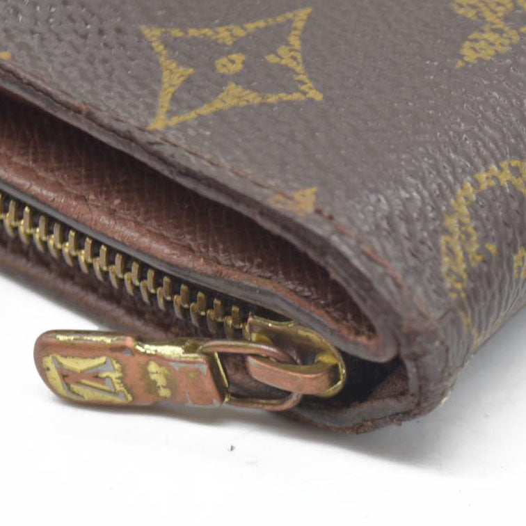 $590 Louis Vuitton Monogram Compact Zip Bifold Wallet Brown CA0072