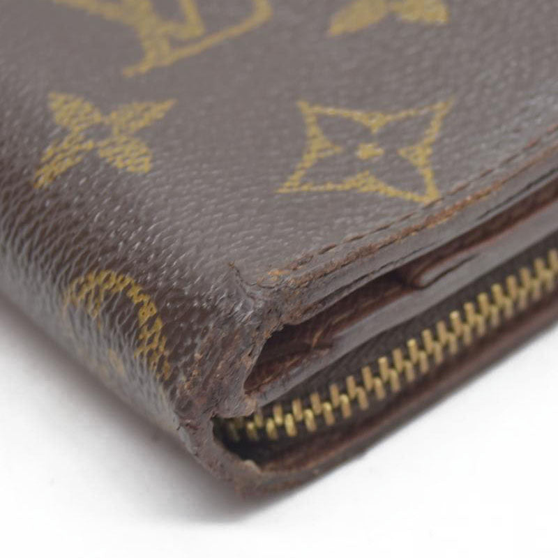 $590 Louis Vuitton Monogram Compact Zip Bifold Wallet Brown CA0072