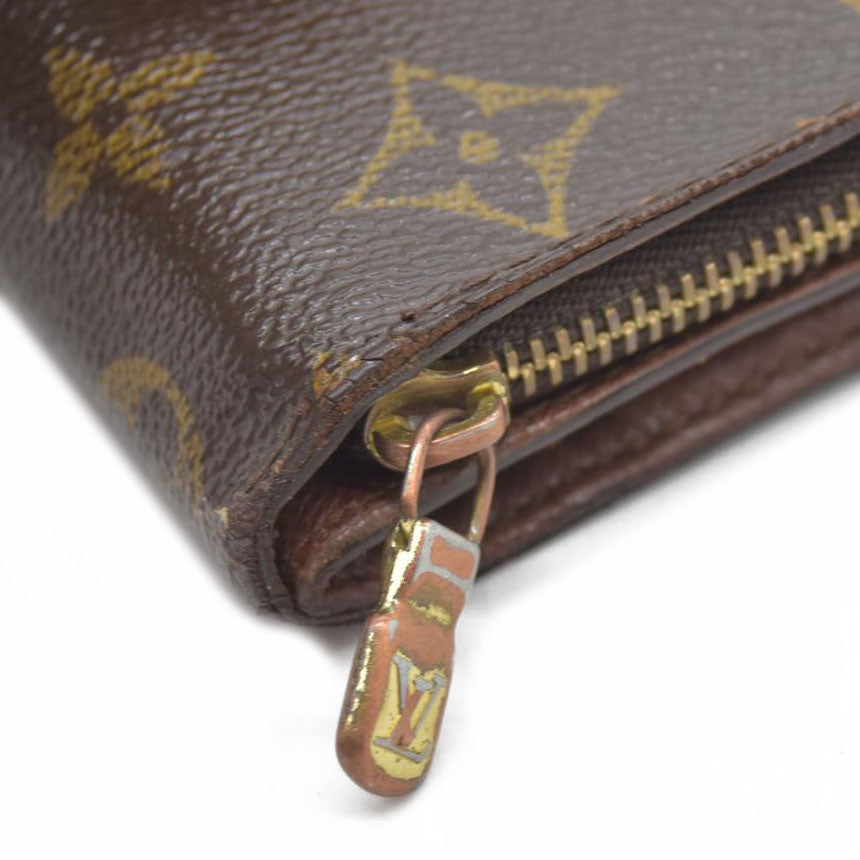 $590 Louis Vuitton Monogram Compact Zip Bifold Wallet Brown CA0072