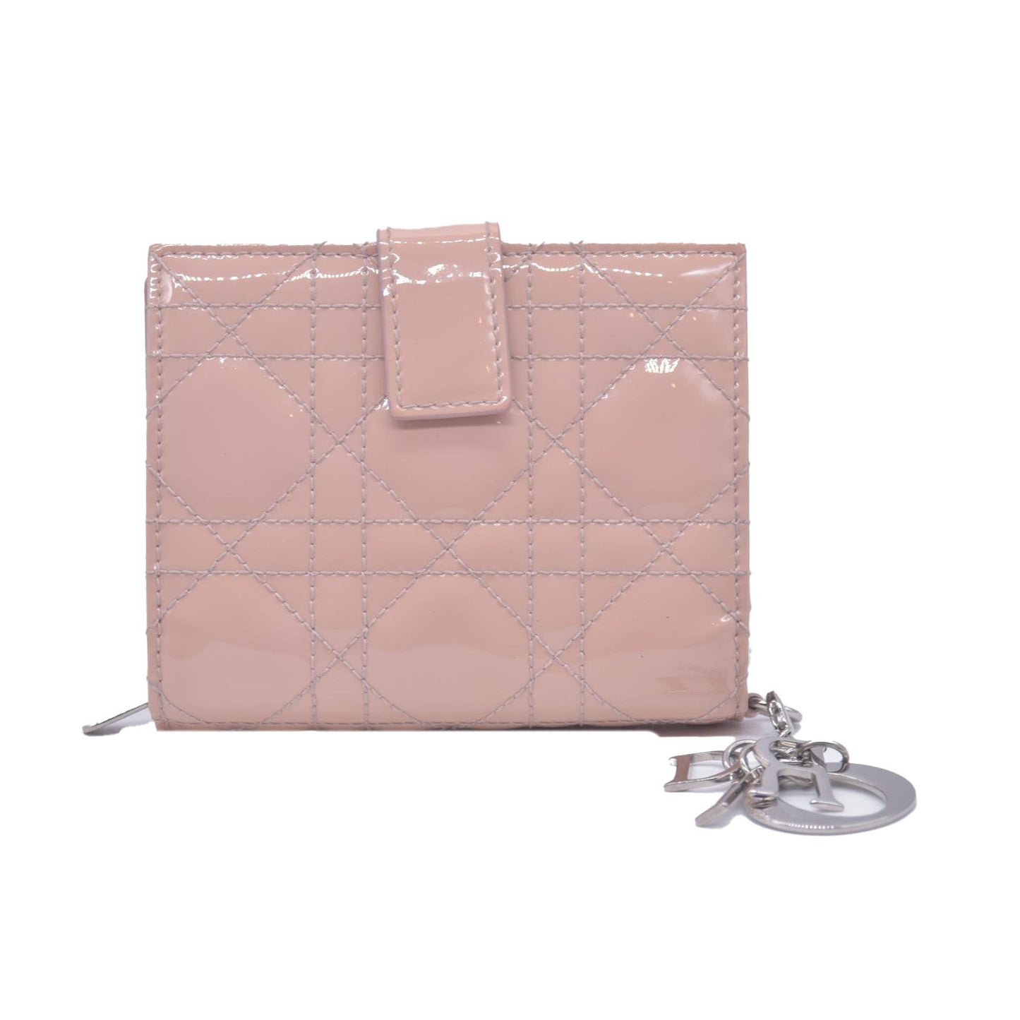 $700 CHRISTIAN DIOR Patent Cannage Lady Dior Lotus Wallet Pink CONSIGNMENT