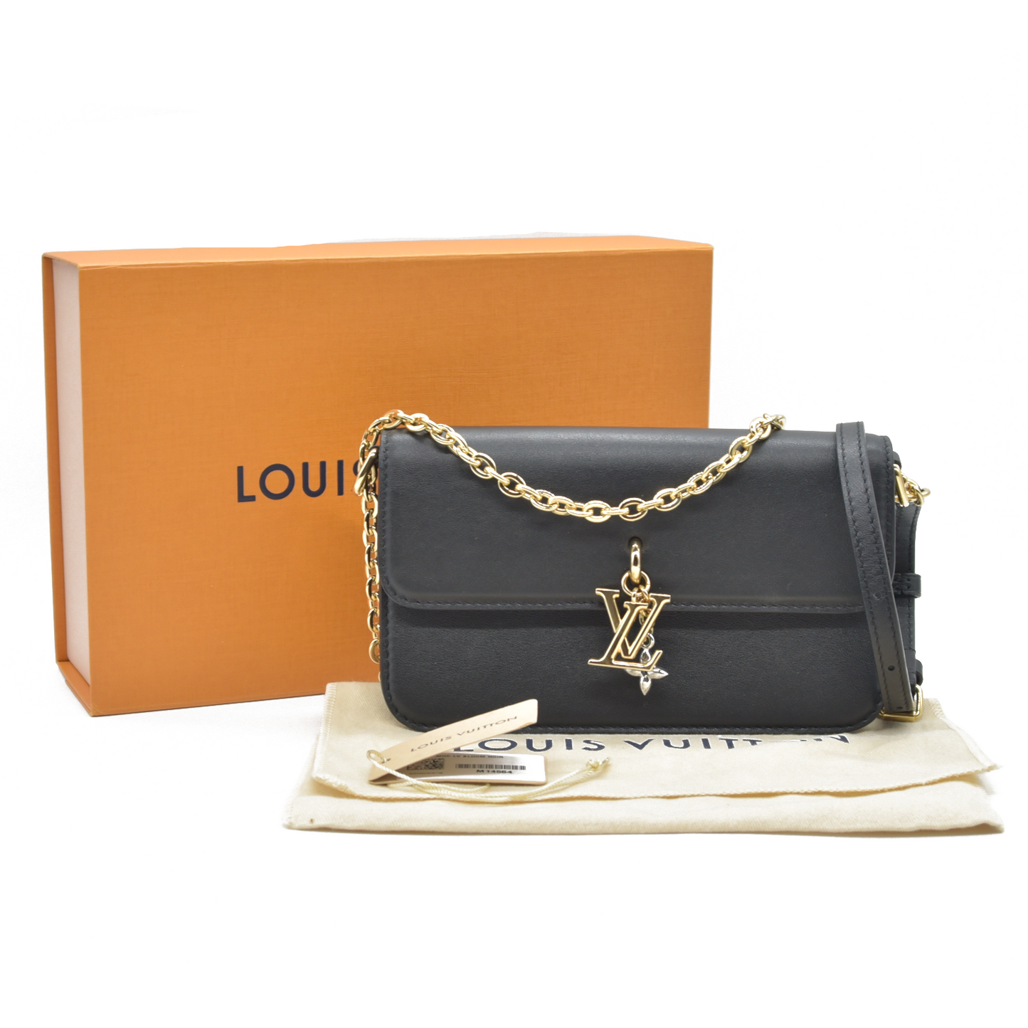 $2080 RFID Louis Vuitton Calfskin LV Bloom Wallet On Chain Black LIKE NEW