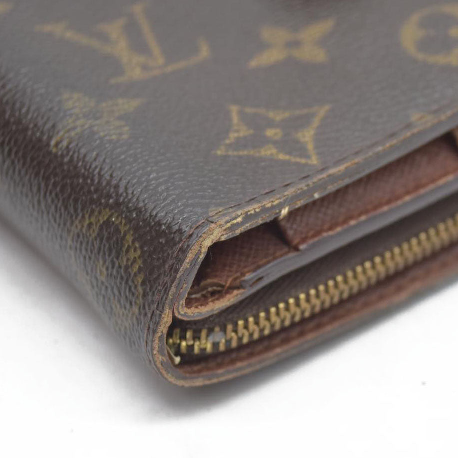 $590 Louis Vuitton Monogram Compact Zip Bifold Wallet Brown CA0043