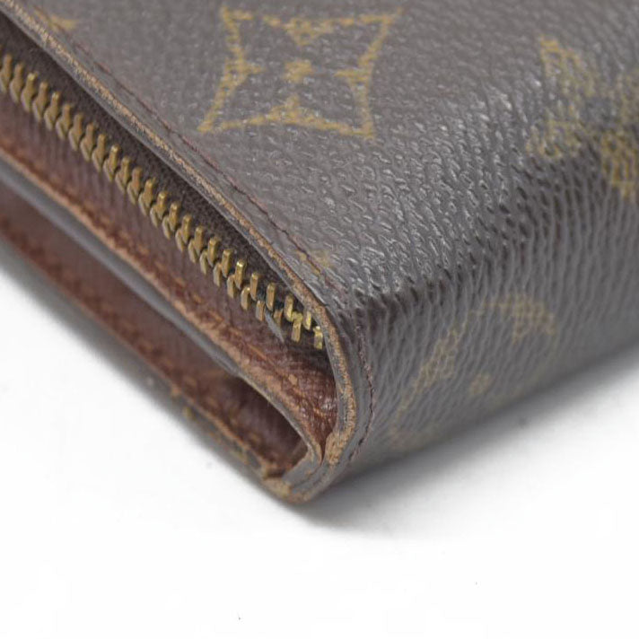 $590 Louis Vuitton Monogram Compact Zip Bifold Wallet Brown CA0043