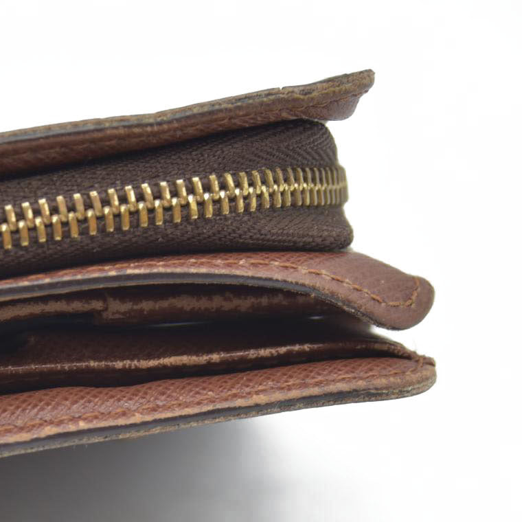 $590 Louis Vuitton Monogram Compact Zip Bifold Wallet Brown CA0043