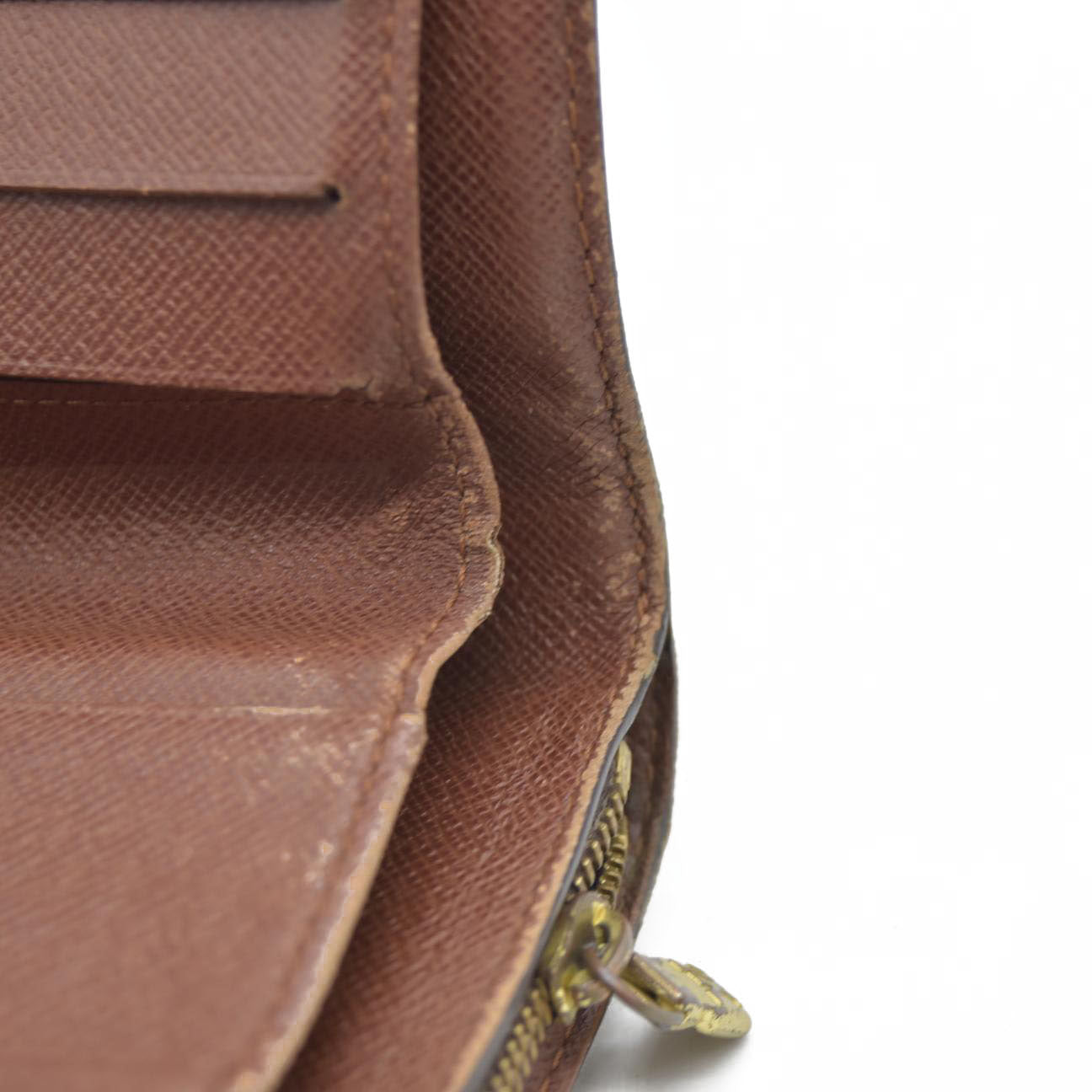 $590 Louis Vuitton Monogram Compact Zip Bifold Wallet Brown CA0043
