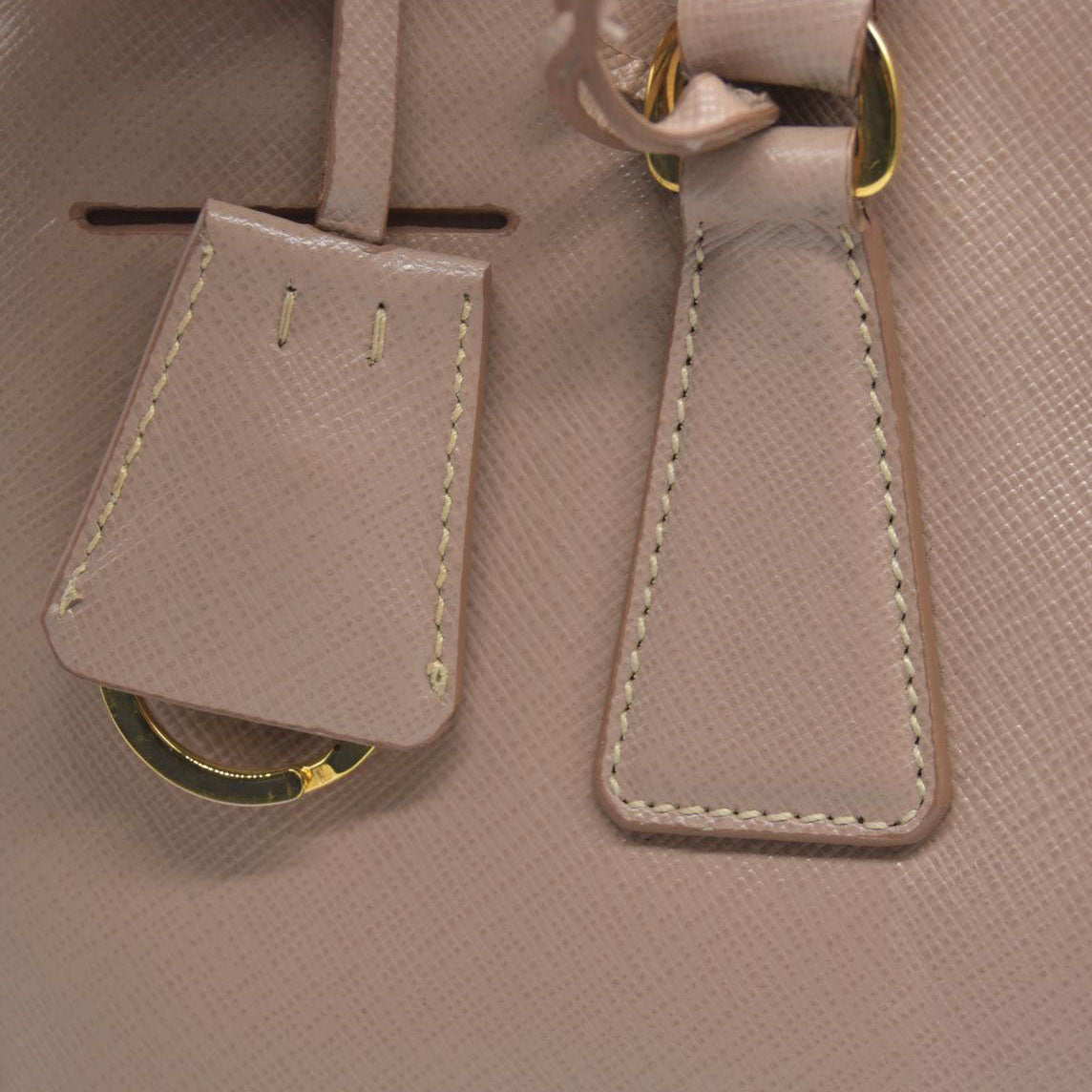 AUCTION $4300 Prada  Saffiano Small Galleria Double Zip Tote Cammeo