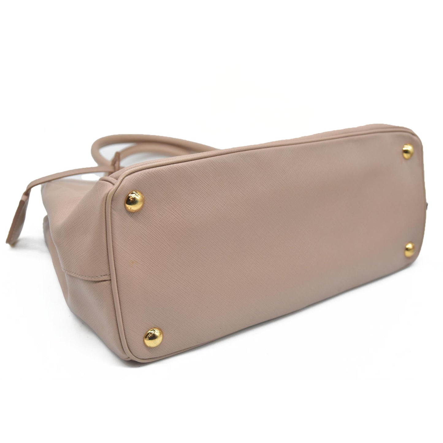 AUCTION $4300 Prada  Saffiano Small Galleria Double Zip Tote Cammeo