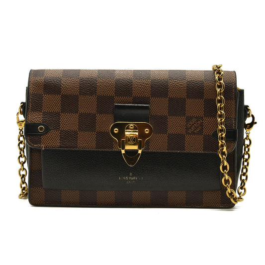 Louis Vuitton  Damier Ebene Vavin Chain Wallet Black