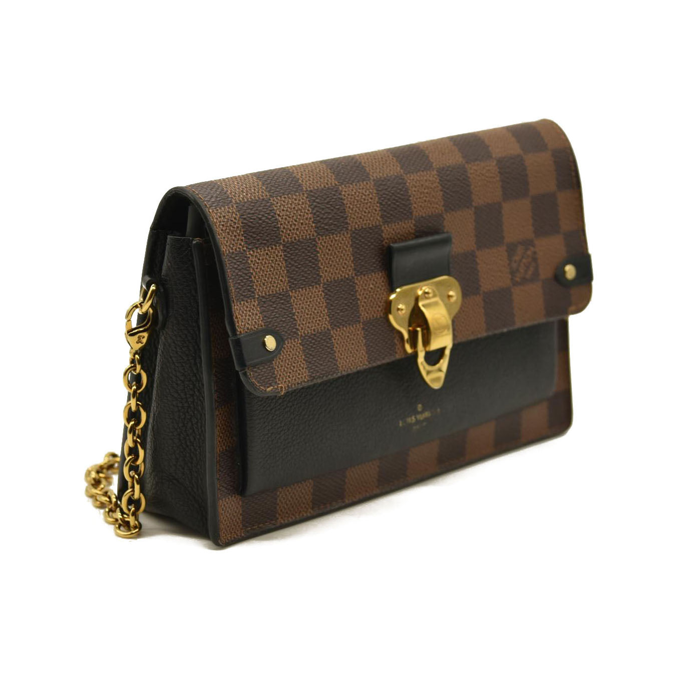 Louis Vuitton  Damier Ebene Vavin Chain Wallet Black