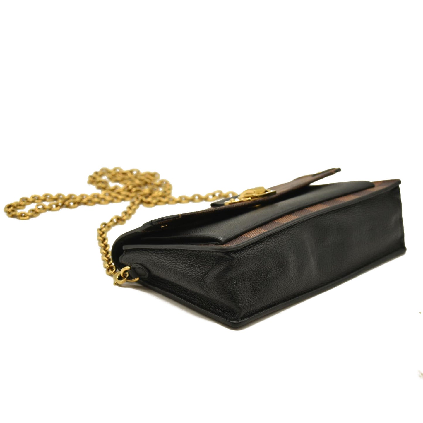 Louis Vuitton  Damier Ebene Vavin Chain Wallet Black