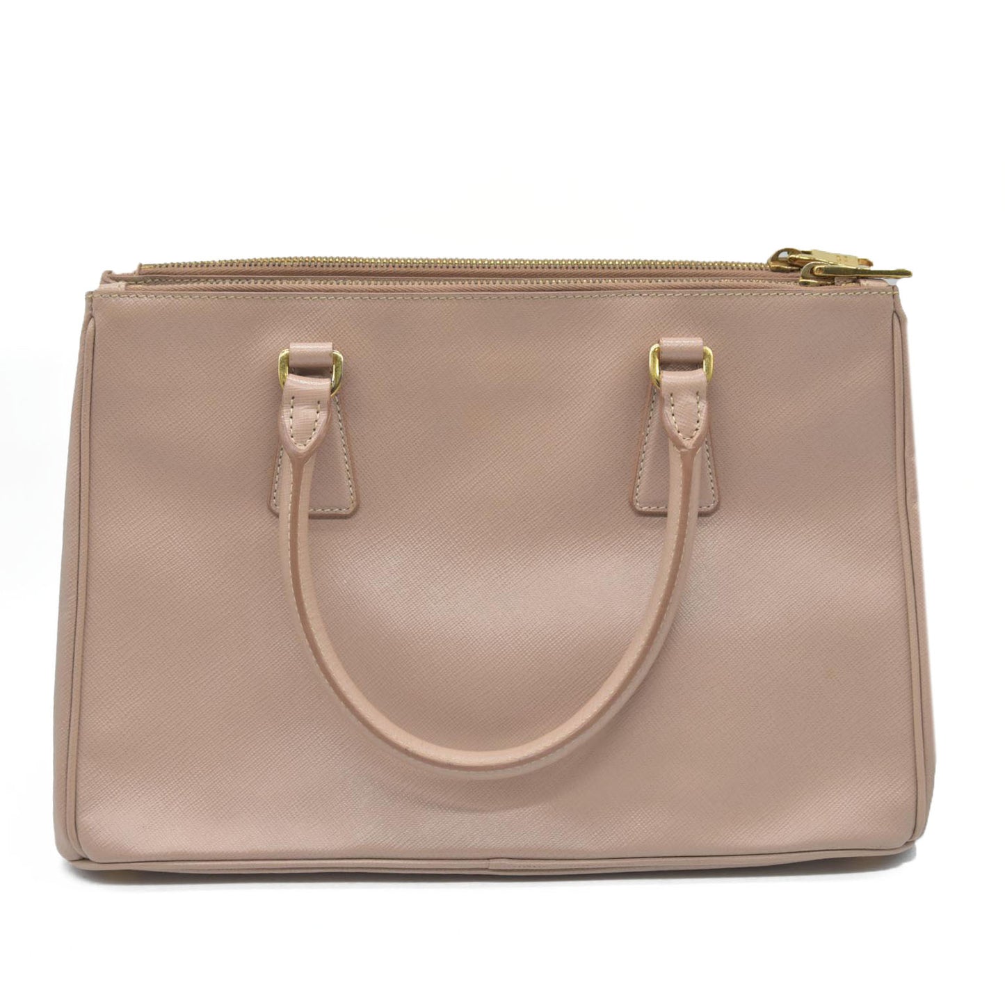 AUCTION $4300 Prada  Saffiano Small Galleria Double Zip Tote Cammeo