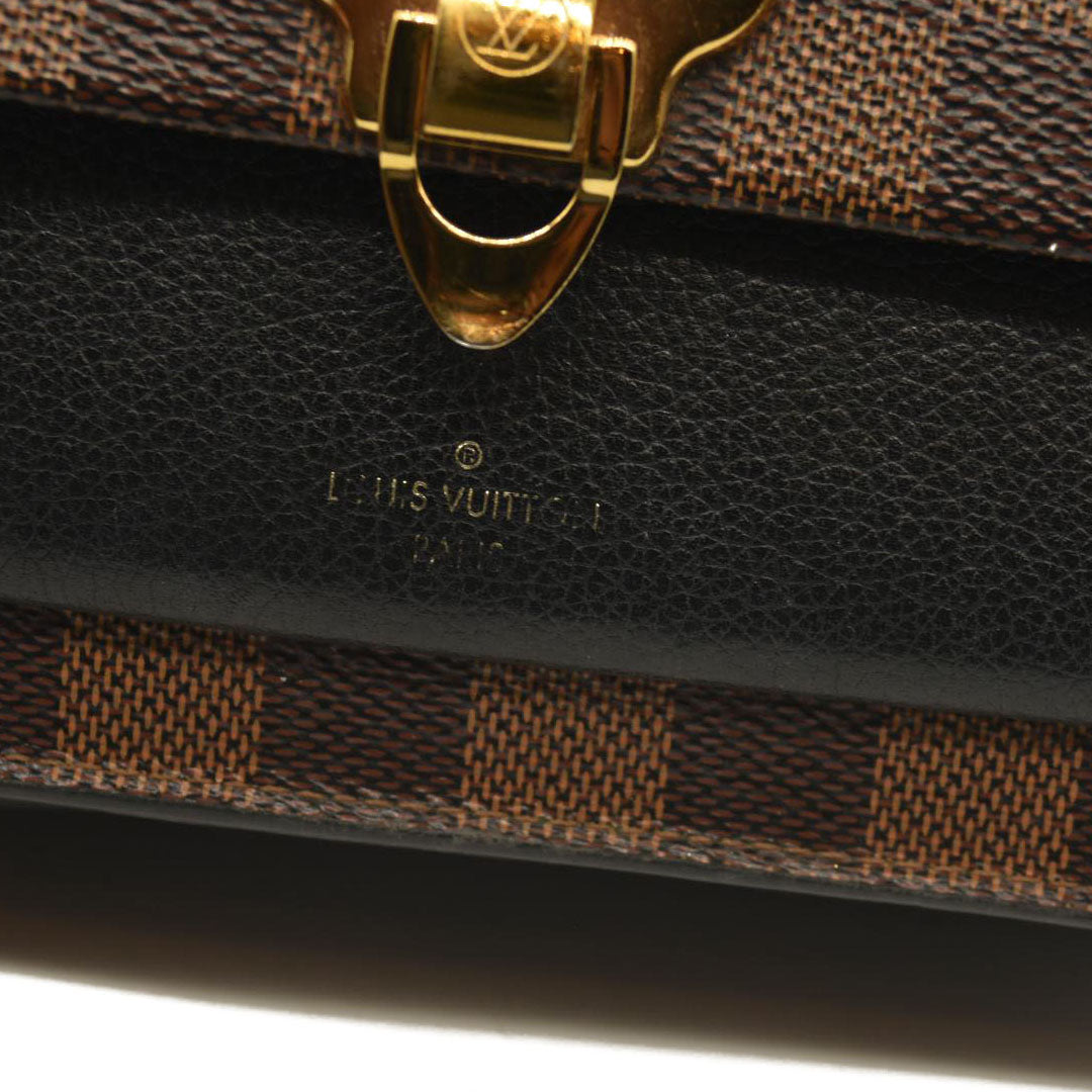 Louis Vuitton  Damier Ebene Vavin Chain Wallet Black
