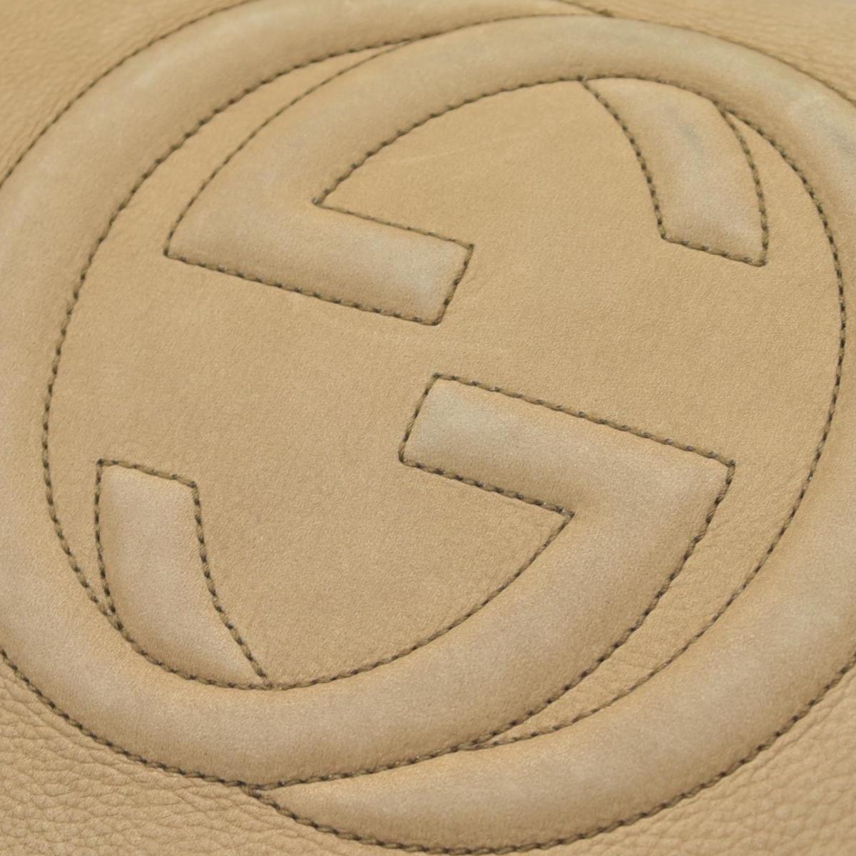$1980 GUCCI Nubuck Medium Soho Double Chain Shoulder Bag Taupe