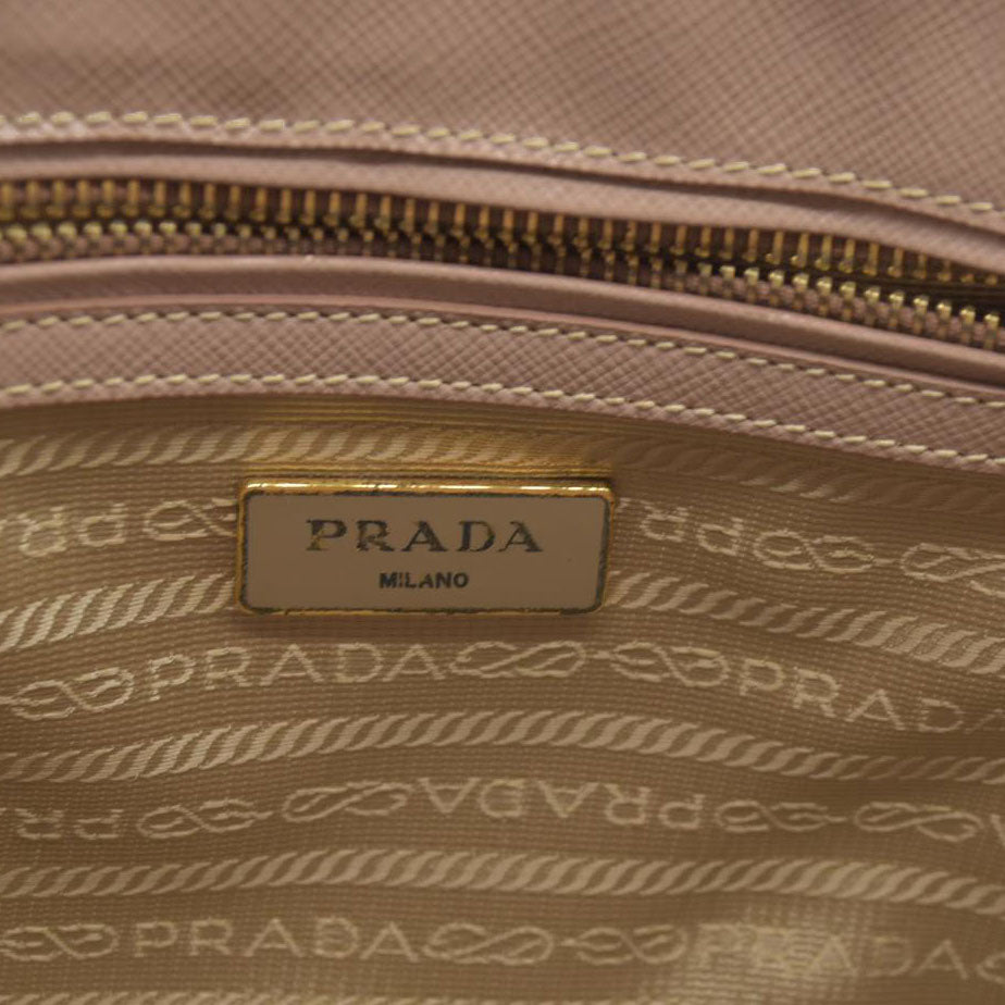 AUCTION $4300 Prada  Saffiano Small Galleria Double Zip Tote Cammeo