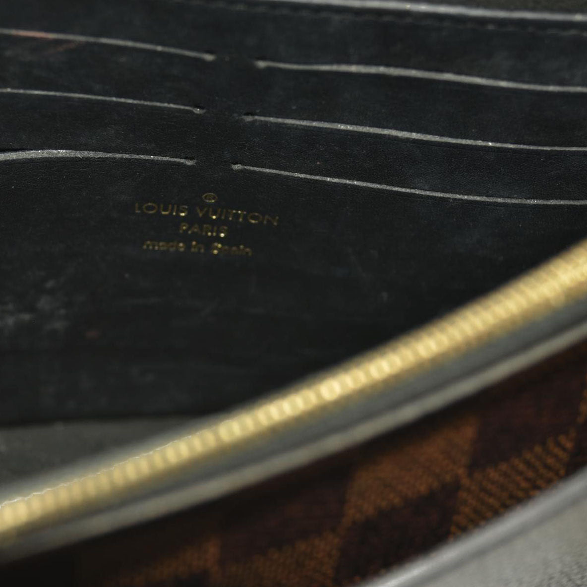 Louis Vuitton  Damier Ebene Vavin Chain Wallet Black