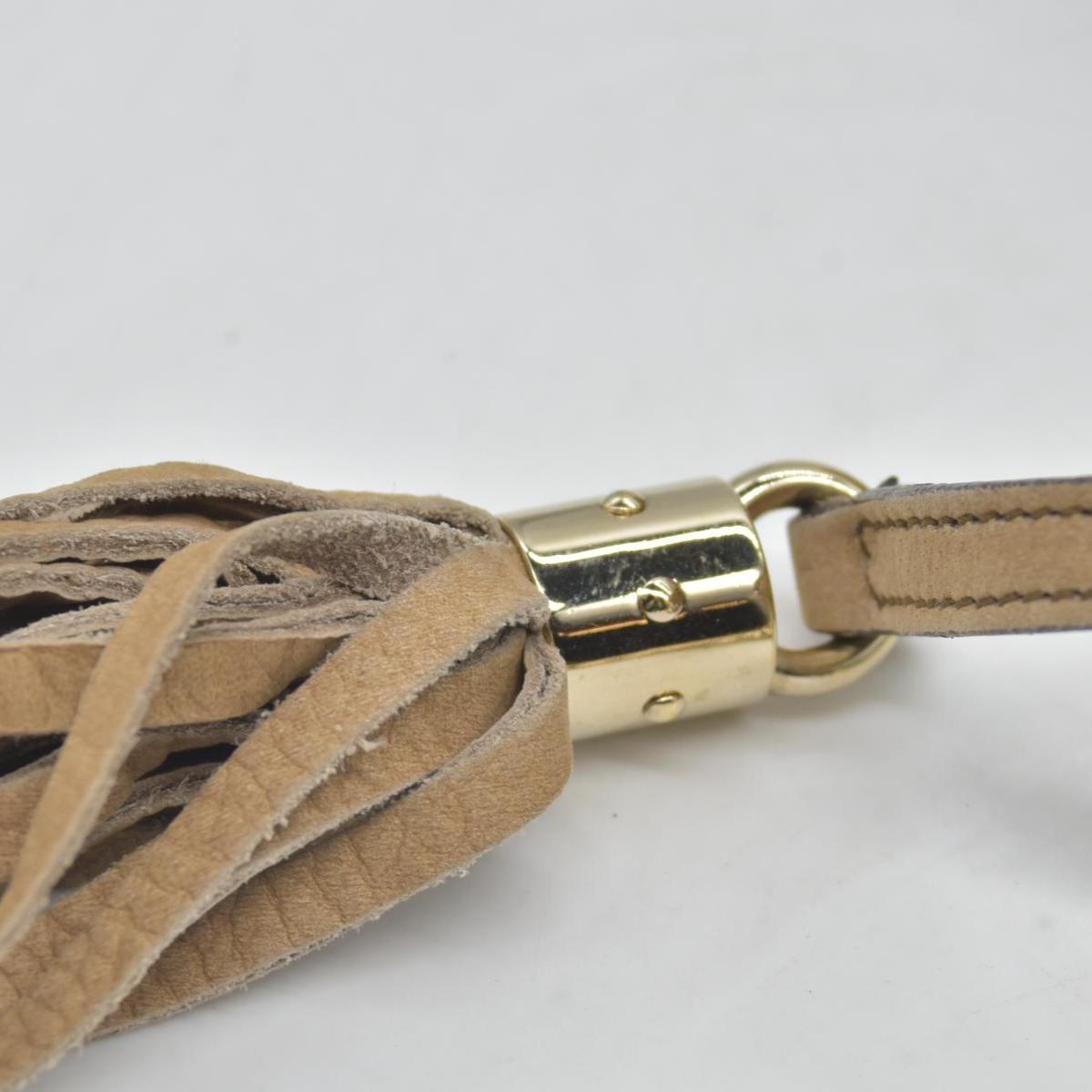 $1980 GUCCI Nubuck Medium Soho Double Chain Shoulder Bag Taupe