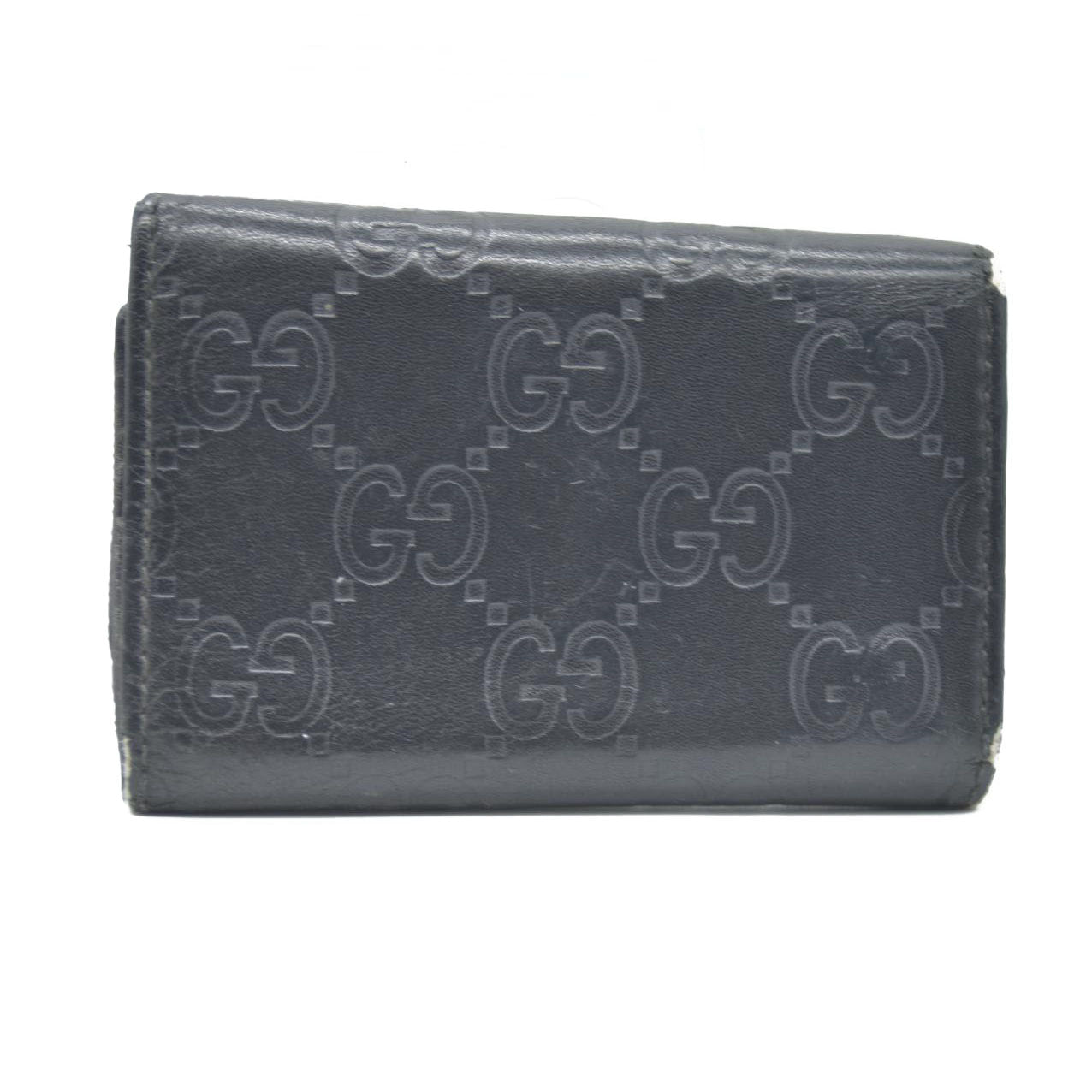 GUCCI Ssima GG Logo Leather 6 Ring Key Case Black
