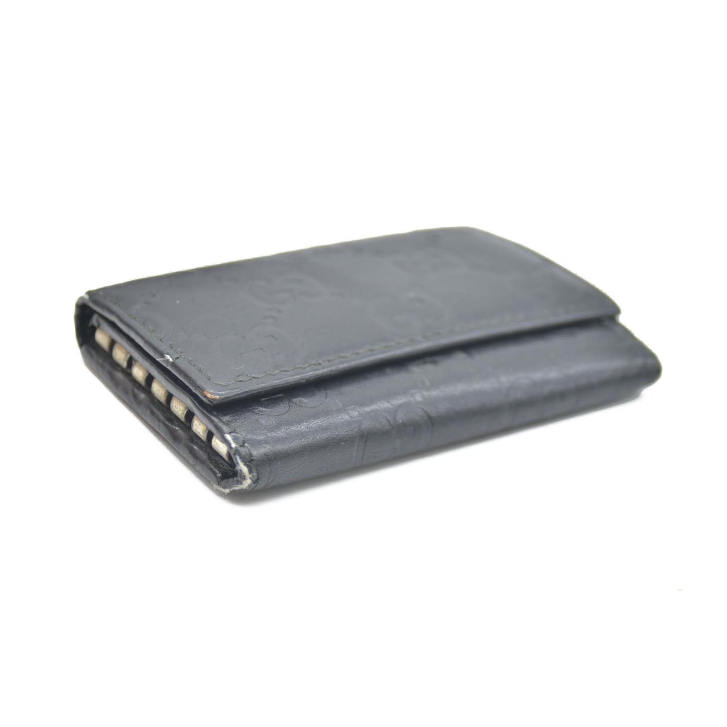 GUCCI Ssima GG Logo Leather 6 Ring Key Case Black