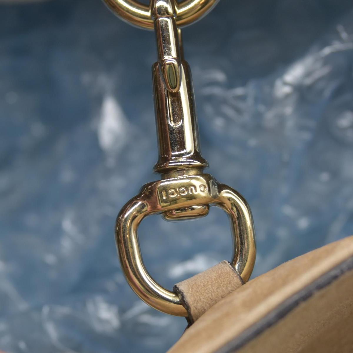 $1980 GUCCI Nubuck Medium Soho Double Chain Shoulder Bag Taupe
