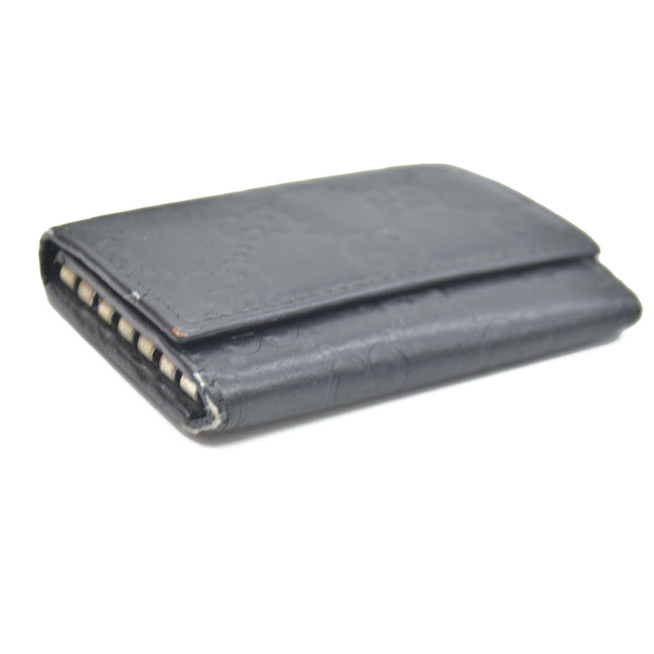 GUCCI Ssima GG Logo Leather 6 Ring Key Case Black